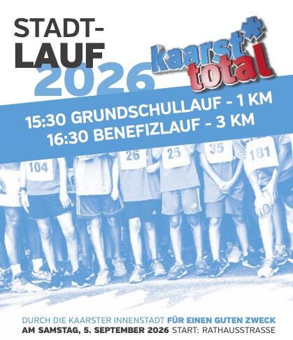Kaarst Total 3 km Lauf am Samstag, 05.09.26 – jetzt anmelden!